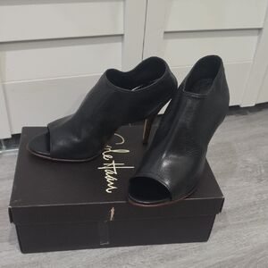 Cole Haan Air Cassandra Black Leather Peep-Toe High Heel Sandals - Like New!